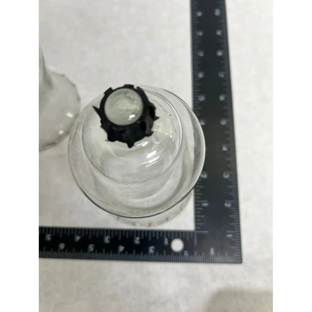 Vintage Etched Glass Hurricane Candle Shades Scalloped Base Set of 2 Clear